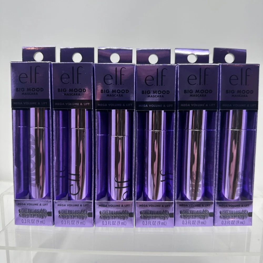 6 Pack: E.l.f. Big Mood Mega Volume Lifting Mascara Pitch Black 9 mL Elf